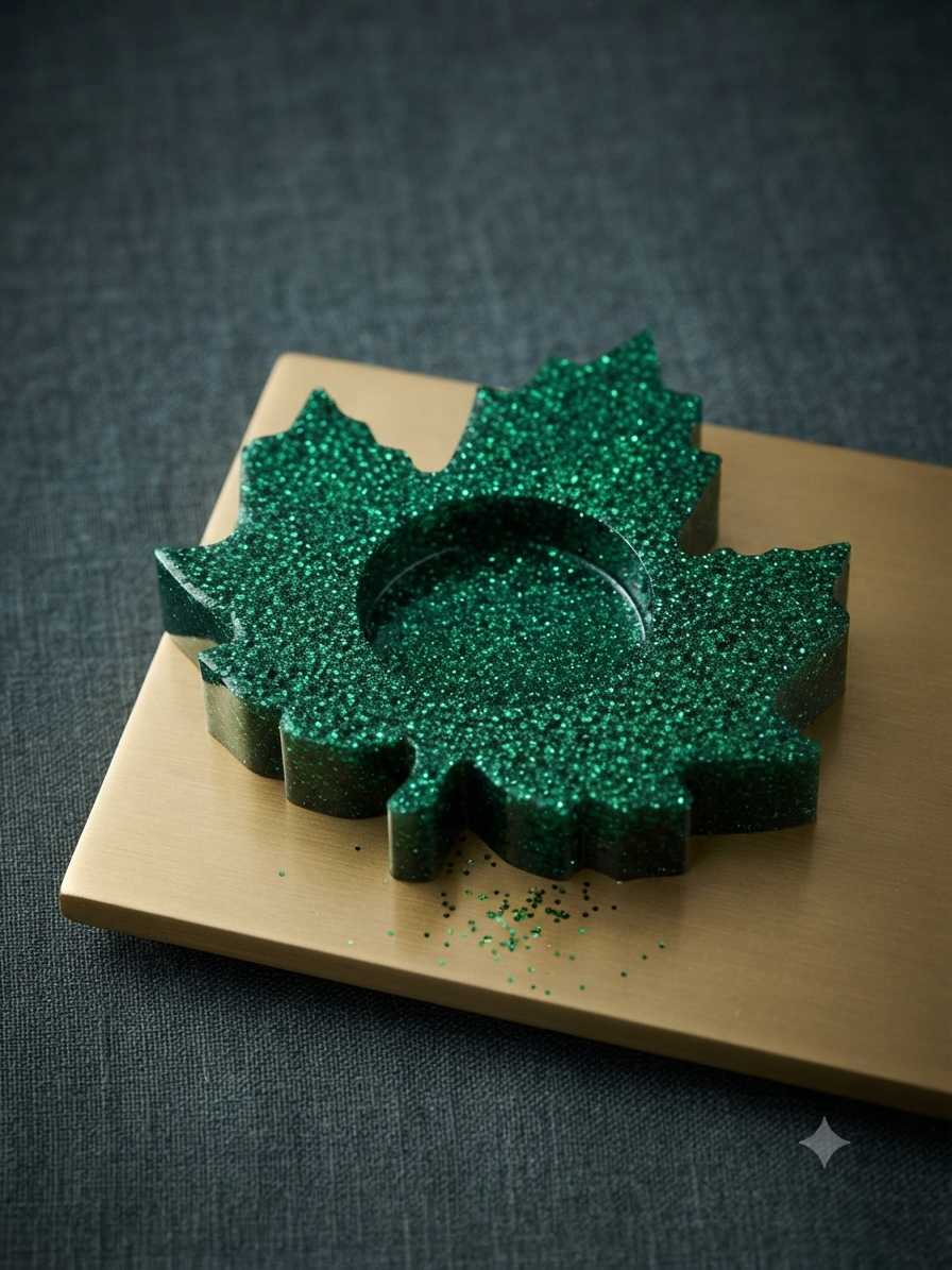 Green Maple Leaf Tealight Holder