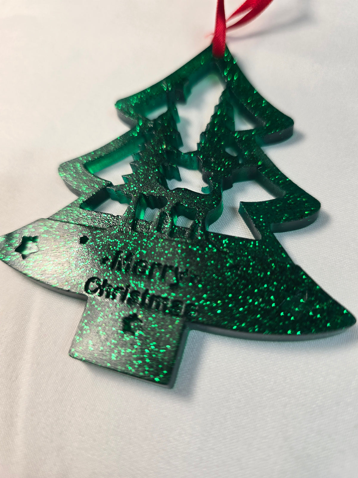 Emerald Green Tree With Reindeer Ornament