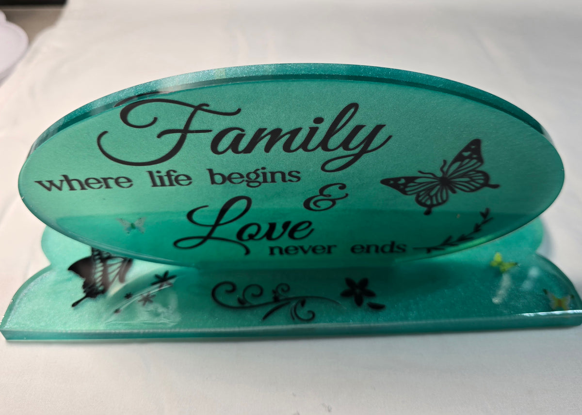 "Family" Resin Plaque With Stand