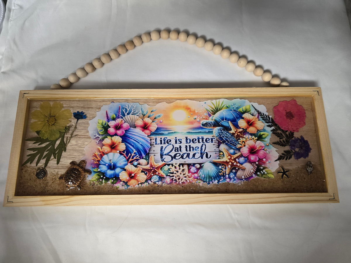 Life Is Better At The Beach" Wood & Resin Wall Hanging Sign
