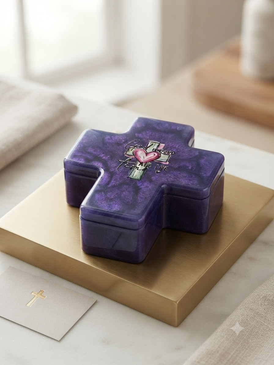 Purple Cross Trinket Box