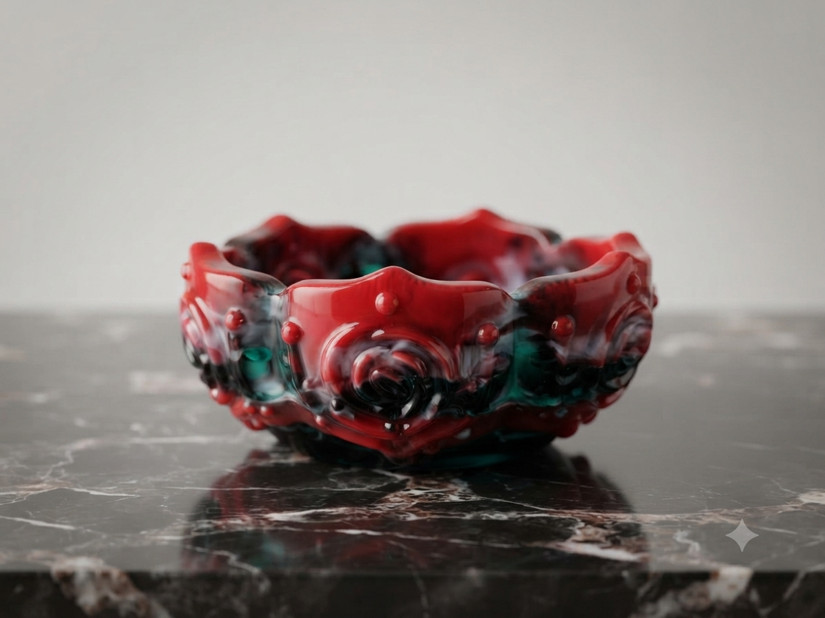 Red, Green, White Detailed Trinket Bowl