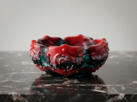 Red, Green, White Detailed Trinket Bowl