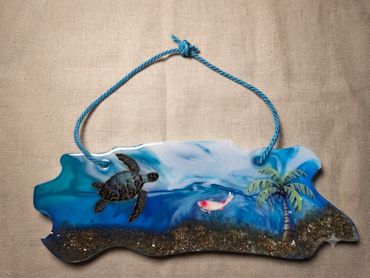 Turtle Ocean Scene Hanging Sign