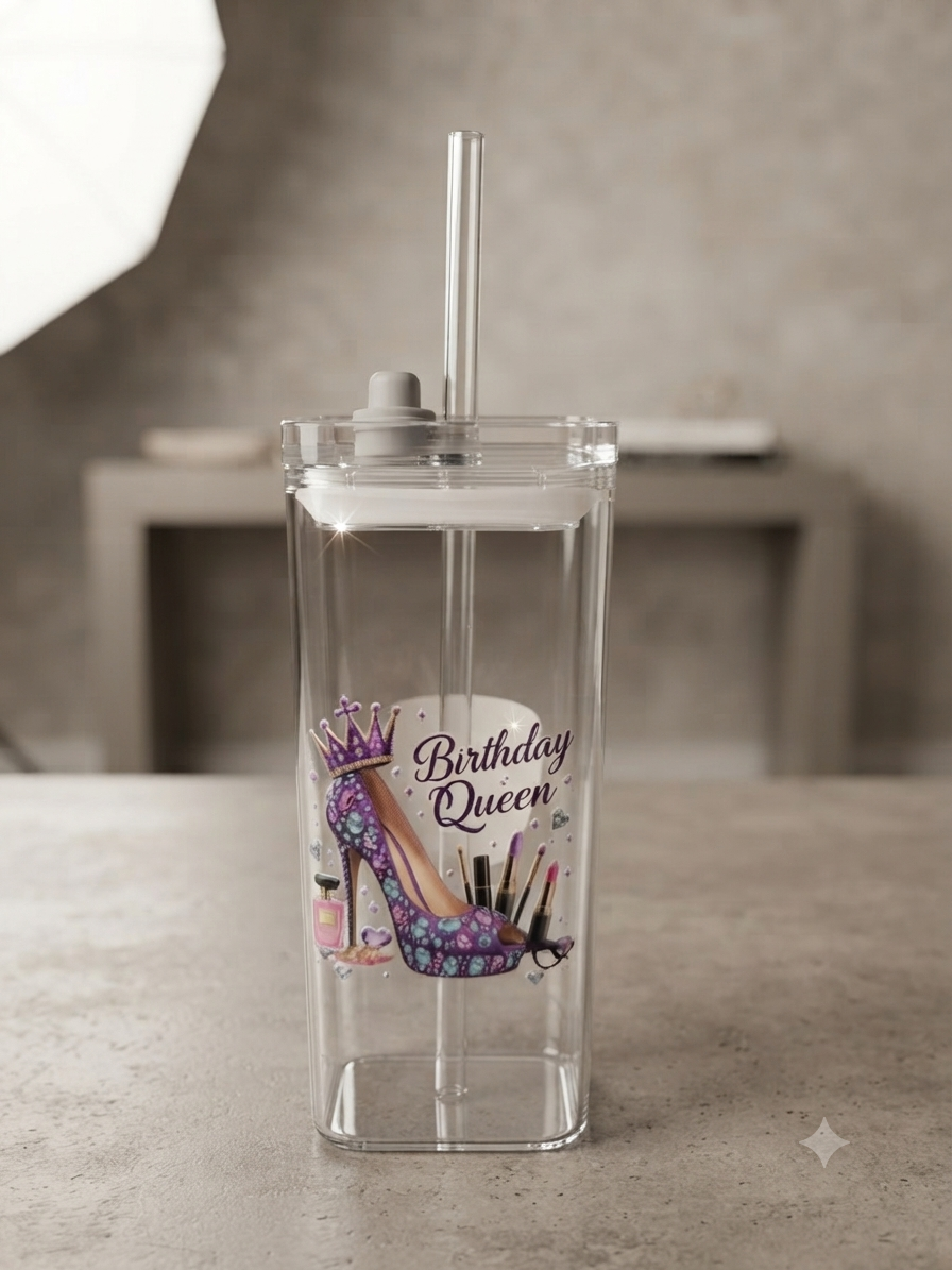 "Birthday Queen" Glass Tumbler