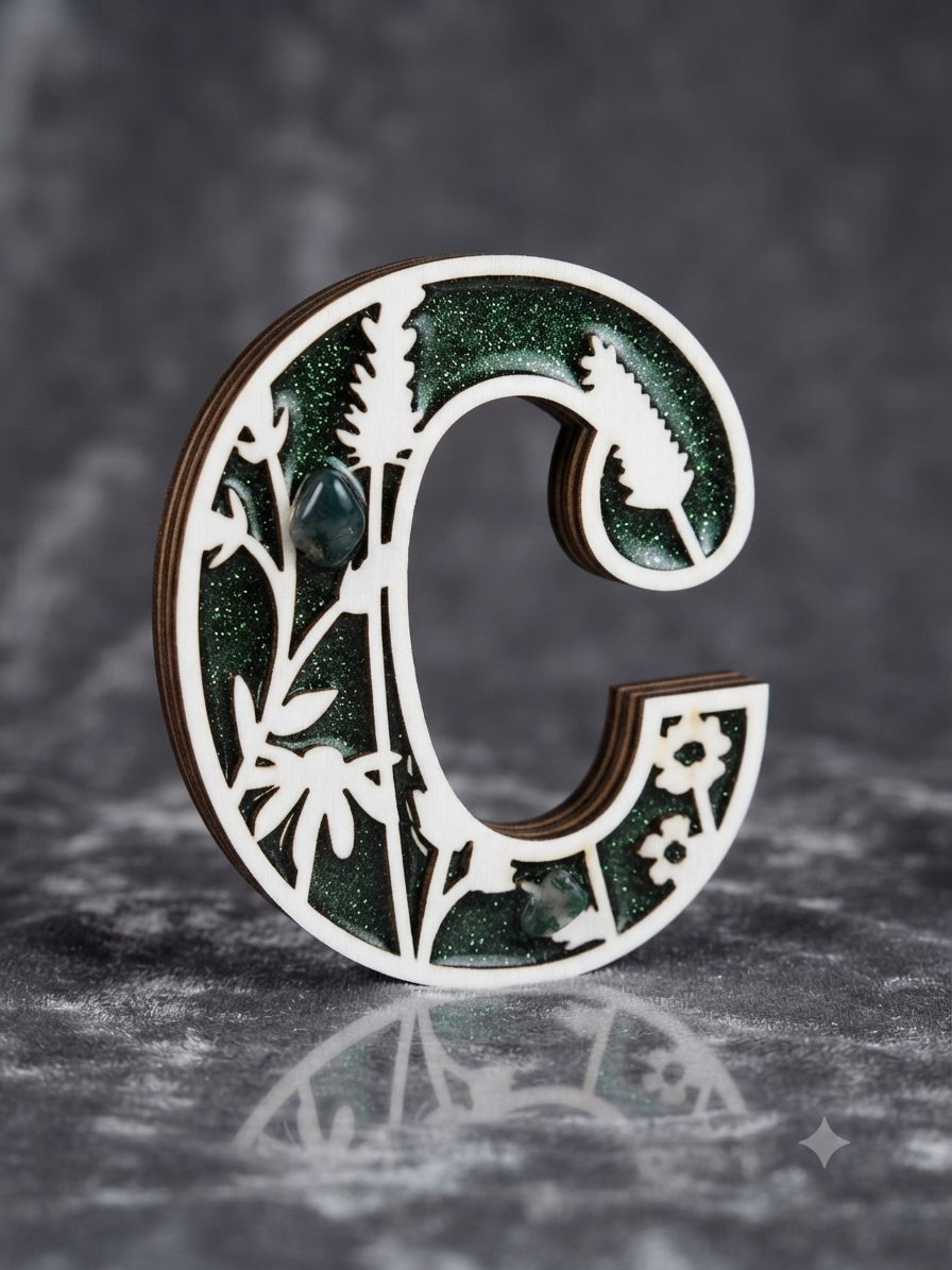 Wooden Trimmed Initial "C"