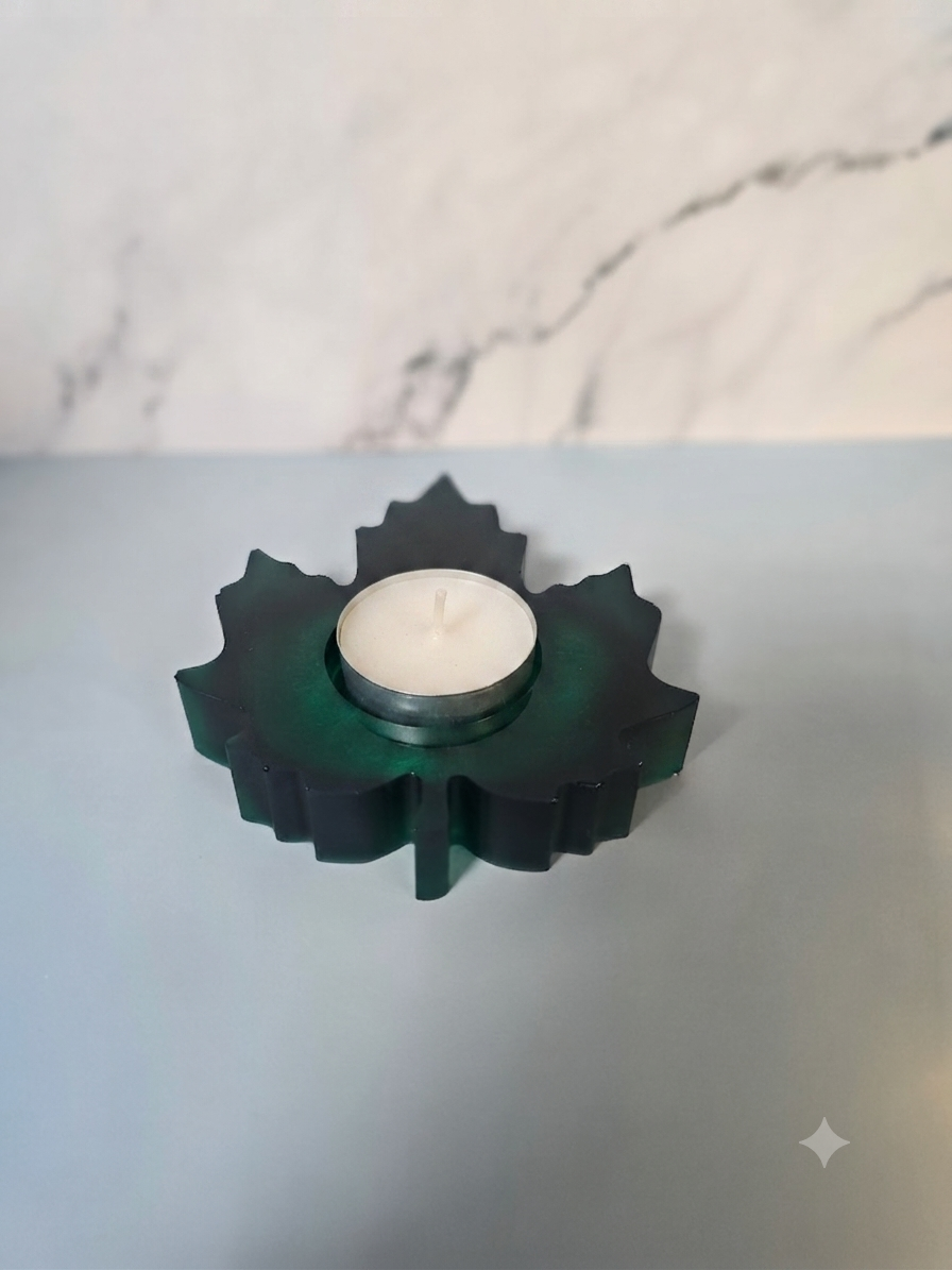Green Maple Leaf Tealight Holder