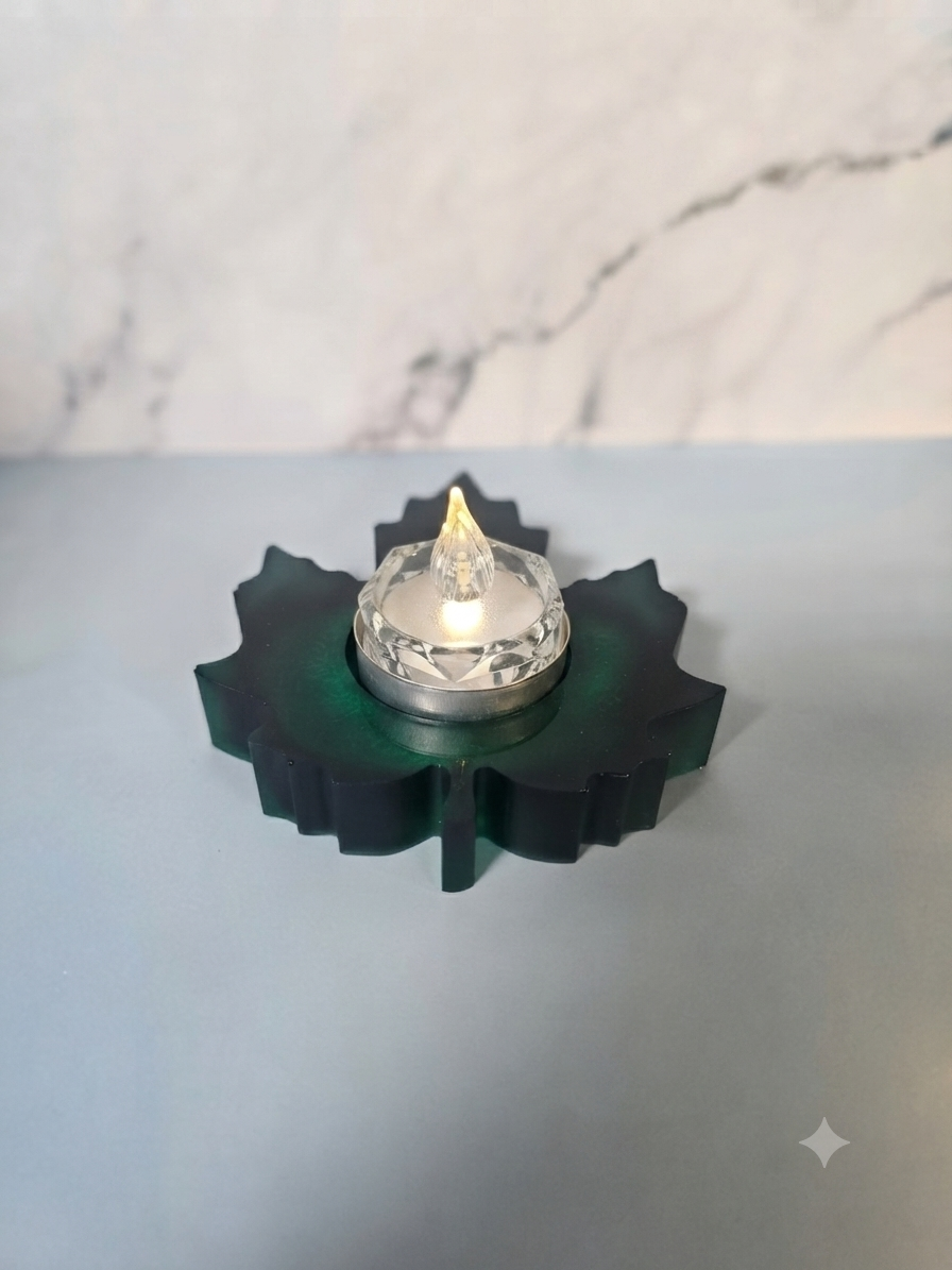 Green Maple Leaf Tealight Holder