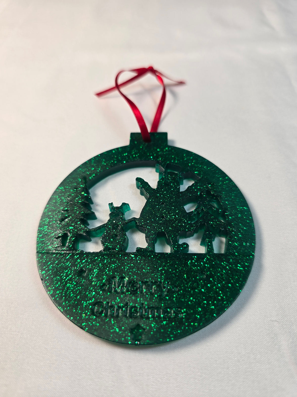 Emerald Glitter Round Ornament
