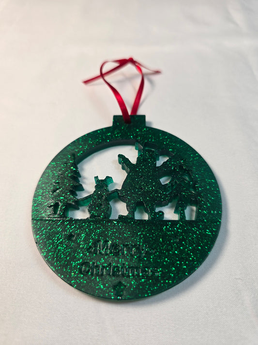 Emerald Glitter Round Ornament