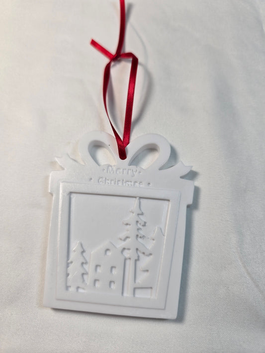 Crisp White Present Ornament