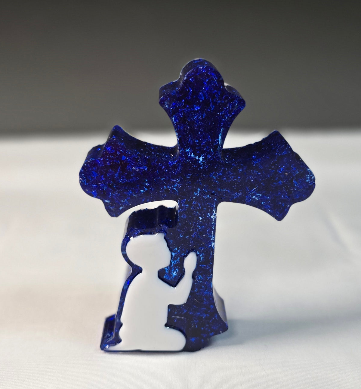 Praying Child Cross Blue Glitter (Boy)