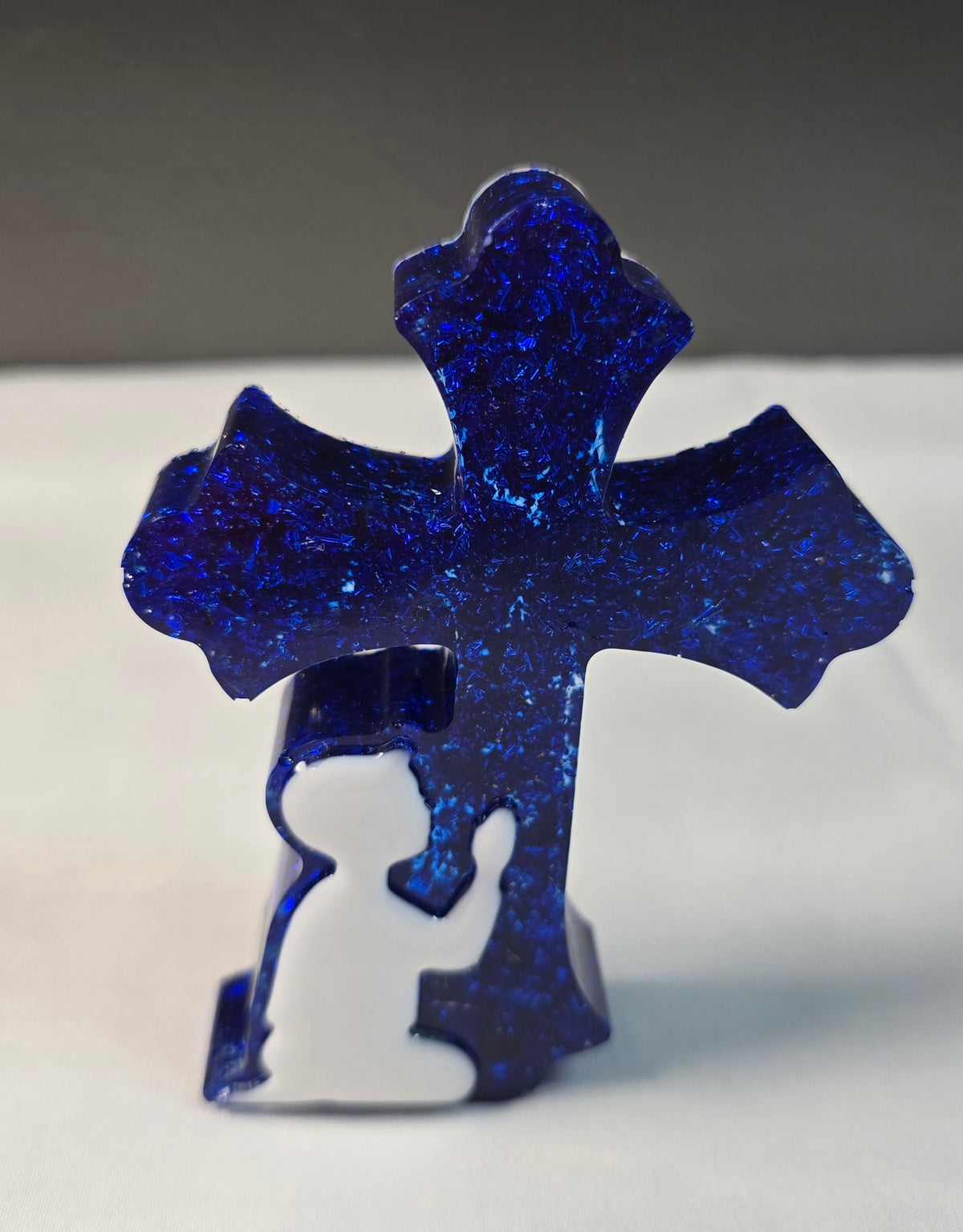 Praying Child Cross Blue Glitter (Boy)