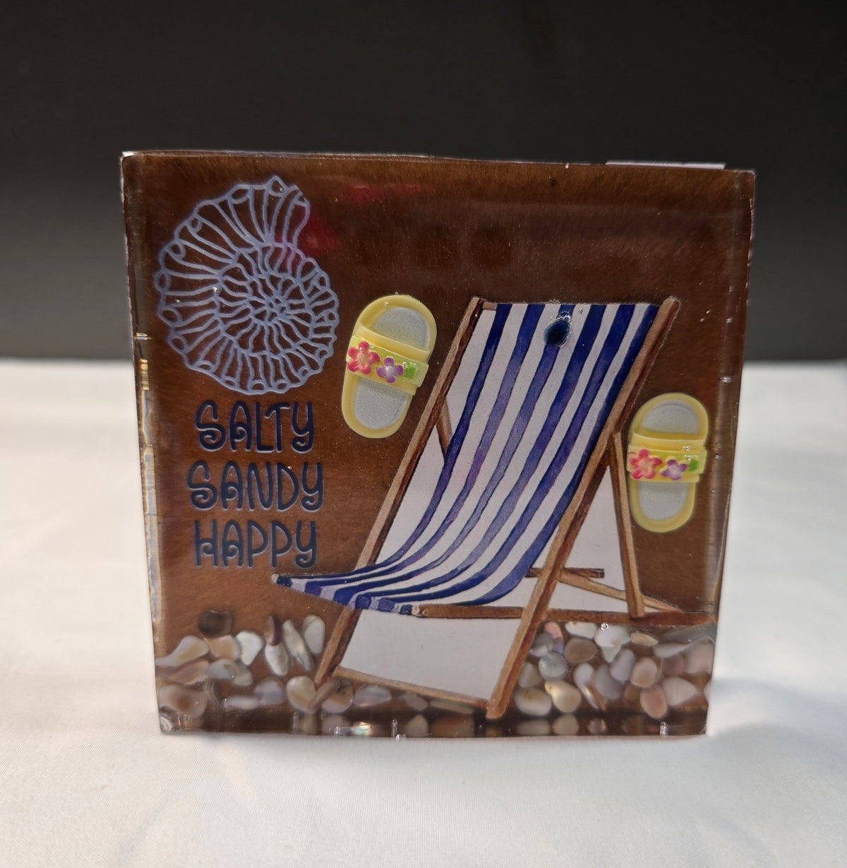 Salty Sandy Happy Beach Scene Block