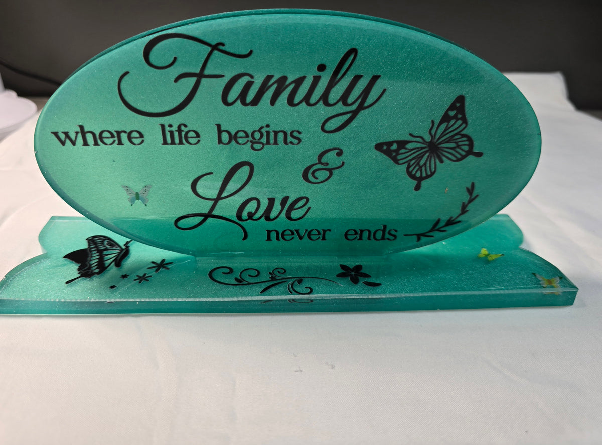 "Family" Resin Plaque With Stand