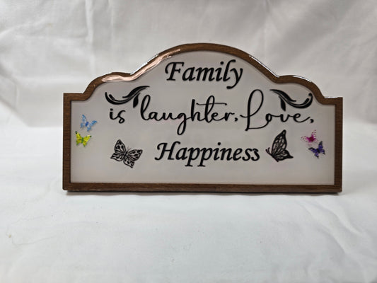 "Family Is Laughter" Wood & Resin Sign
