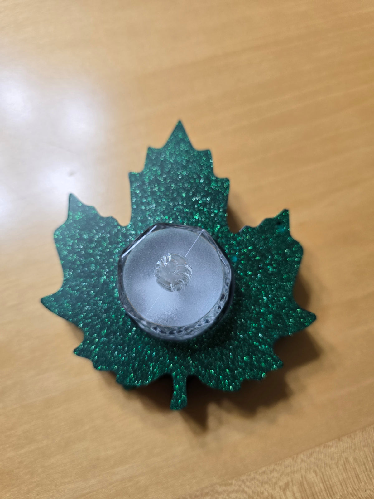 Green Maple Leaf Tealight Holder